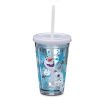 H2201 แก้วน้ำหลอดดูดแข็ง มีฝาปิด Frozen: Olaf Tumbler with Straw ของแท้ พร้อมส่ง